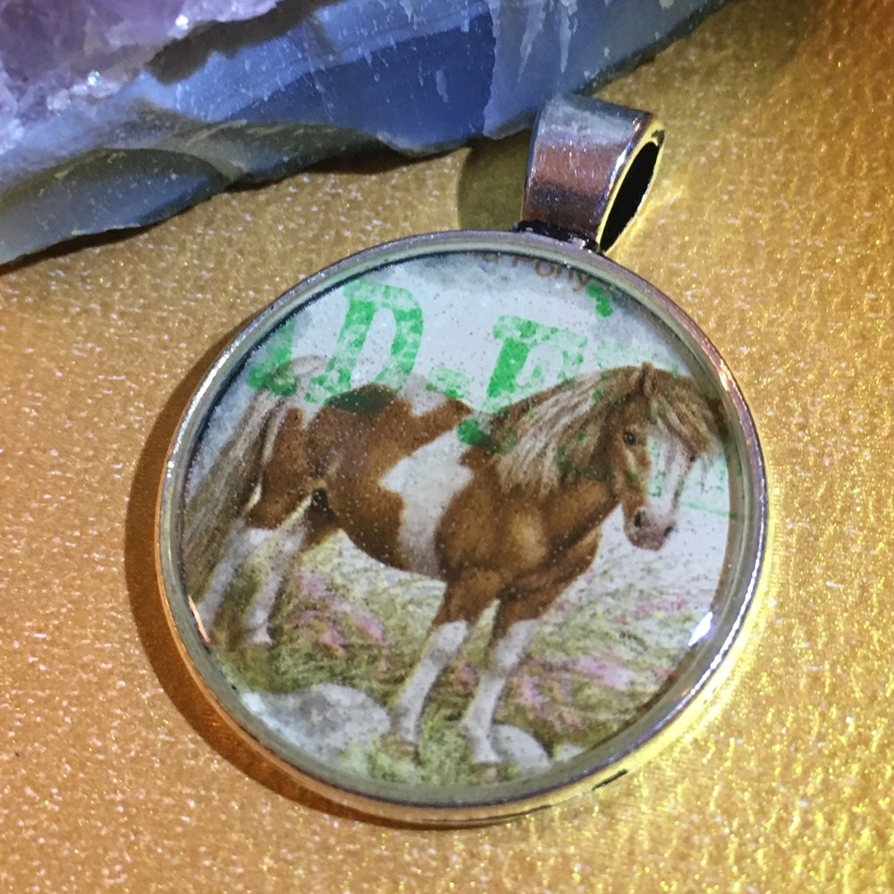 Shetland Pony Vintage 1978 Postage Stamp Pendant